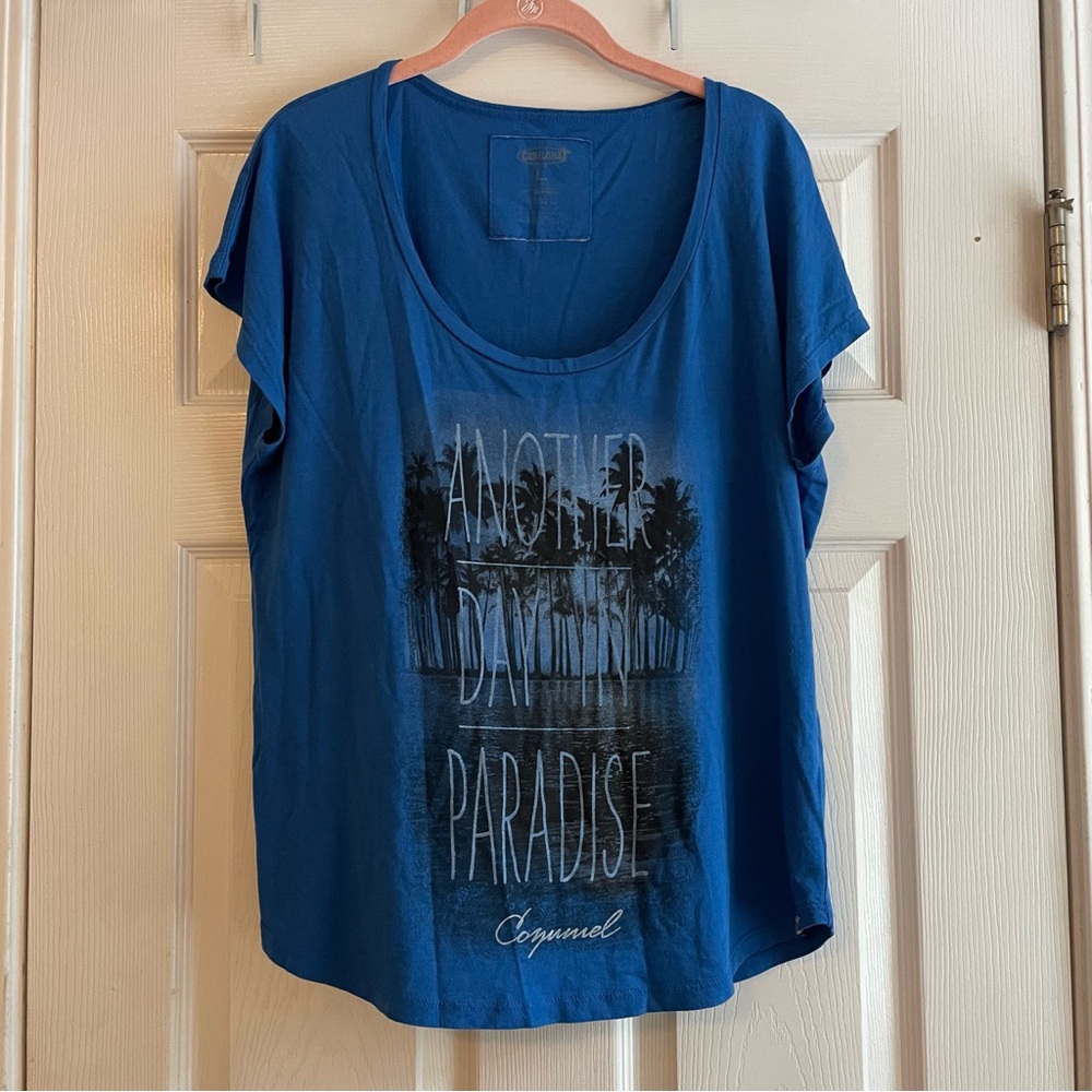 Cariloha Size Large Blue Cozumel Another Day In Paradise Bamboo Tee
